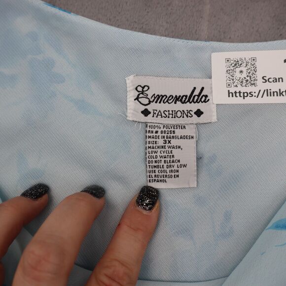 Esmeralda Dress Womens 3X Blue Hi Low One Shoulder Plus Size Blue Floral - Picture 9 of 16